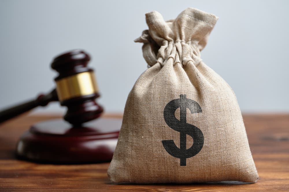 Dollar Bag & Judge's Gavel. Concept of Maximizing Settlement & Compensation