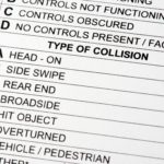 A typed list describing types of vehicle collisions including head-on, side swipe, rear end, broadside, etc.