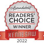 A badge showing the Aroundabout Kennesaw Readers' Choice Award Winner for 2022.