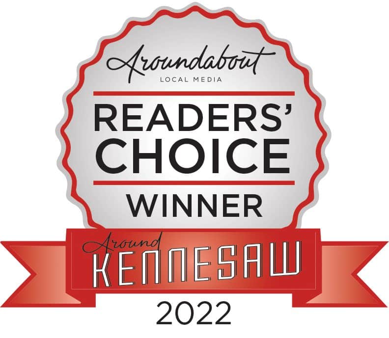 A badge showing the Aroundabout Kennesaw Readers' Choice Award Winner for 2022.