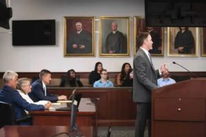 A passionate personal injury attorney delivers a compelling argument to the court, seeking justice for their client.