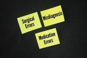 Three common categories of medical malpractice include surgical errors, misdiagnosis or delayed diagnosis, and medication errors